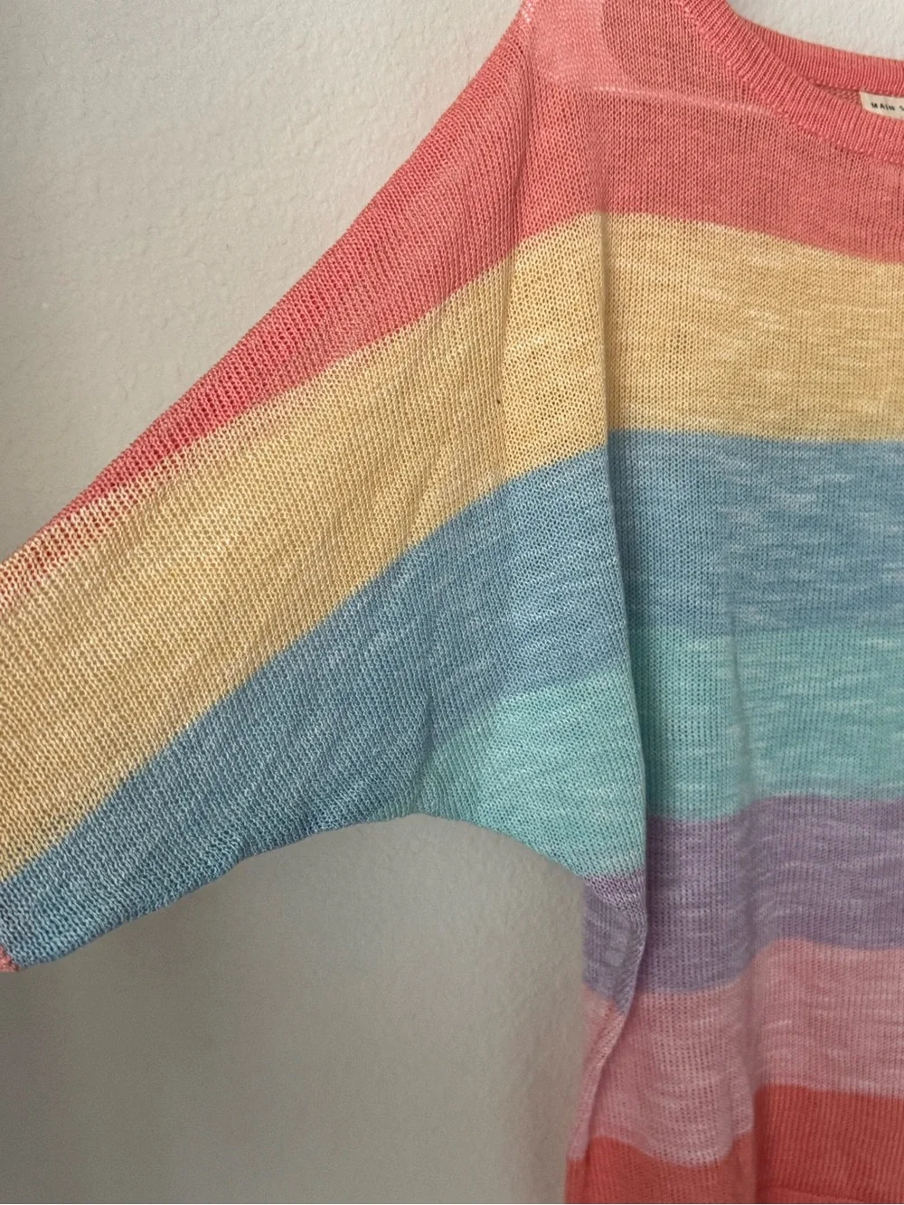 Main Strip Pastel Multicolor Striped Scoop Neck Sweater